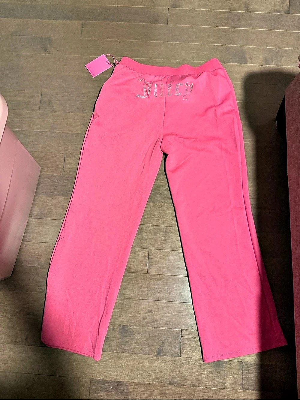 Juicy Couture Sport Rhinestone Logo Track Pants Pink Flare Pants XL